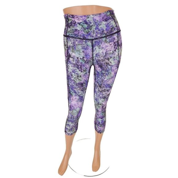 Lululemon Fast Free Crop II Nulux 19" Size 4 Vivid Vision Multi Black - Picture 1 of 9
